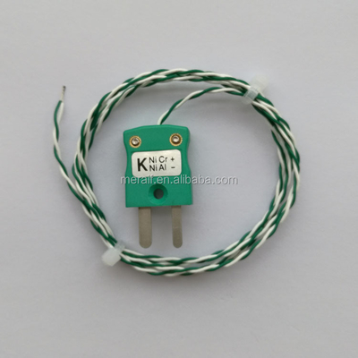 Tipo de alta temperatura térmico conector da ômega k do suporte do perfil PFA do verde do par termoelétrico com a tomada para o uso industrial