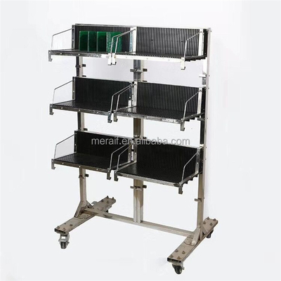 O PWB antiestático do retorno do preço de fábrica submete carro estático do armazenamento do PWB do ESD do carretel de Hang Basket Trolley Stainless Steel SMT o anti