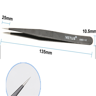 45 Tweezer aguçado de aço inoxidável do ESD do grau 302